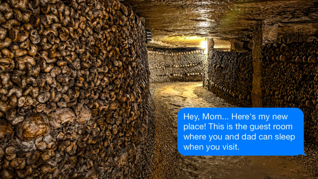 Illustration for article titled Worry Your Mom By Sending Her These Pictures Of The Paris Catacombs With Captions Claiming You Live There